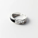 925 Silver Square Drop Glaze Wave Ring For Women
