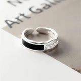 925 Silver Square Drop Glaze Wave Ring For Women