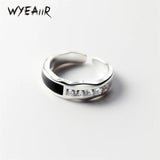 925 Silver Square Drop Glaze Wave Ring For Women
