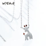 925 Silver Christmas Gift Deer Zircon Necklace For Women