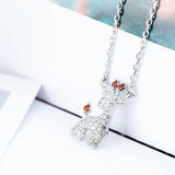 925 Silver Christmas Gift Deer Zircon Necklace For Women