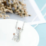 925 Silver Christmas Gift Deer Zircon Necklace For Women