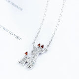 925 Silver Christmas Gift Deer Zircon Necklace For Women