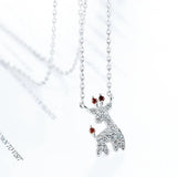 925 Silver Christmas Gift Deer Zircon Necklace For Women
