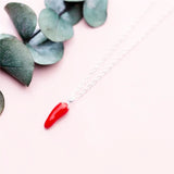 925 Sterling Silver Red Glaze Pepper Necklace
