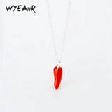 925 Sterling Silver Red Glaze Pepper Necklace