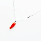 925 Sterling Silver Red Glaze Pepper Necklace
