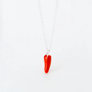 925 Sterling Silver Red Glaze Pepper Necklace