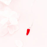 925 Sterling Silver Red Glaze Pepper Necklace