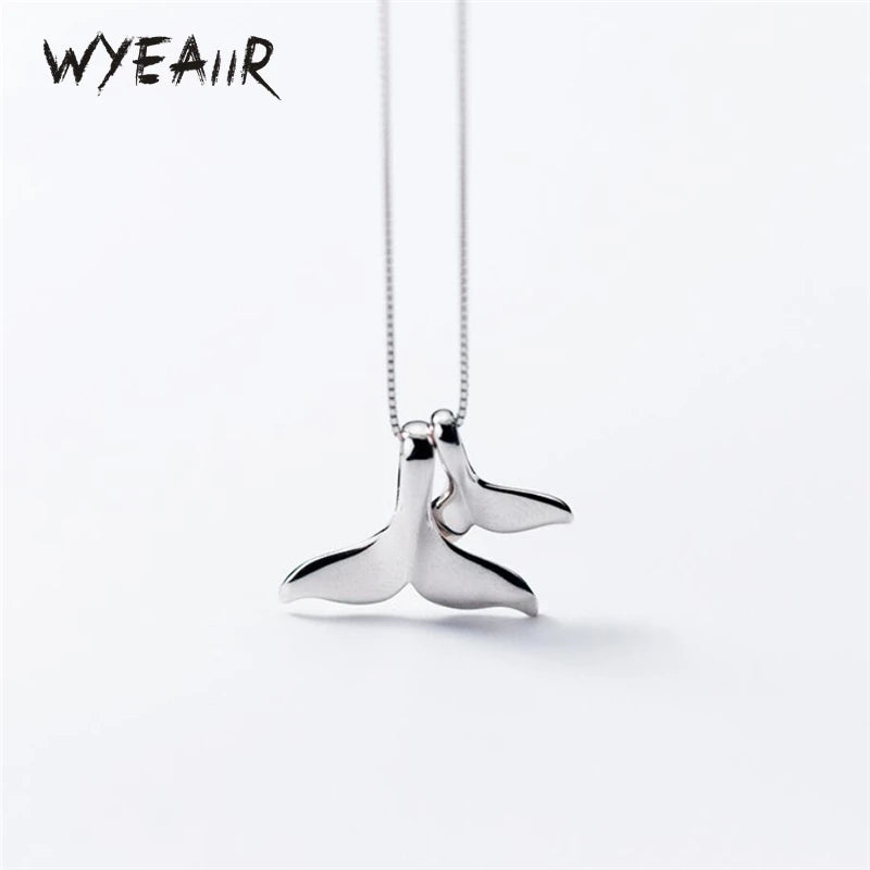 925 Silver Dolphin Tail Mini Smooth Necklace