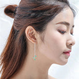 925 Sterling Silver Gradient Green Leaves Earrings