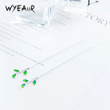 925 Sterling Silver Gradient Green Leaves Earrings