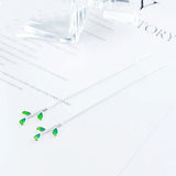 925 Sterling Silver Gradient Green Leaves Earrings