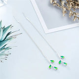 925 Sterling Silver Gradient Green Leaves Earrings