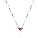 925 Silver Red Crystal Heart Necklace for Women