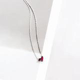 925 Silver Red Crystal Heart Necklace for Women