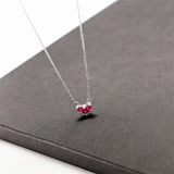 925 Silver Red Crystal Heart Necklace for Women