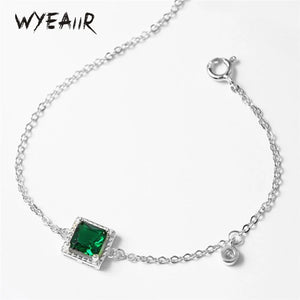 925 Sterling Silver Green Crystal Bracelet