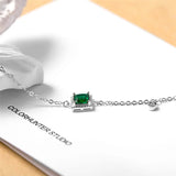 925 Sterling Silver Green Crystal Bracelet