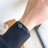 925 Sterling Silver Green Crystal Bracelet