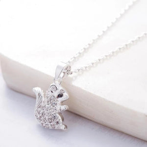 925 Silver Squirrel Zircon Necklace for Women