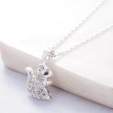 925 Silver Squirrel Zircon Necklace for Women