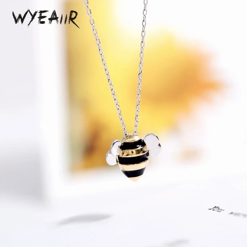 925 Silver Mini Bee Necklace Gold-Plated Student Gift