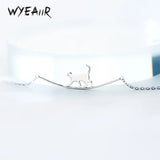 925 Sterling Silver Walking Cat Student Gift Necklace