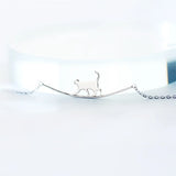 925 Sterling Silver Walking Cat Student Gift Necklace