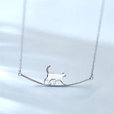 925 Sterling Silver Walking Cat Student Gift Necklace