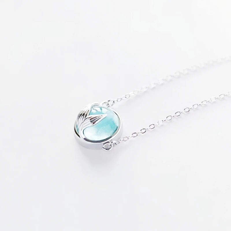 925 Silver Mermaid Tail Crystal Necklace for Women