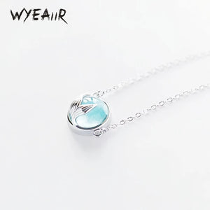 925 Silver Mermaid Tail Crystal Necklace for Women
