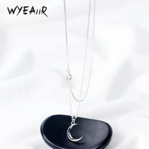 925 Sterling Silver Mini Moon Necklace Cute Student Gift