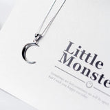 925 Sterling Silver Mini Moon Necklace Cute Student Gift