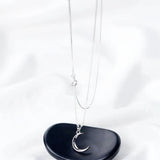 925 Sterling Silver Mini Moon Necklace Cute Student Gift
