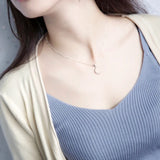 925 Sterling Silver Mini Moon Necklace Cute Student Gift