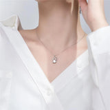 925 Silver Natural Zircon Mini Mouse Necklace For Women Party Gift