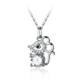 925 Silver Natural Zircon Mini Mouse Necklace For Women Party Gift