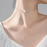 925 Silver Shell Chrysanthemum Flower Necklace for Women