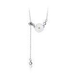 925 Silver Shell Chrysanthemum Flower Necklace for Women