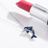 925 Sterling Silver Zircon Dolphin Necklace for Women