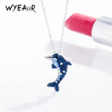 925 Sterling Silver Zircon Dolphin Necklace for Women
