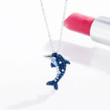 925 Sterling Silver Zircon Dolphin Necklace for Women
