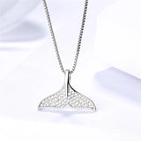925 Sterling Silver Zircon Dolphin Mermaid Necklace for Women