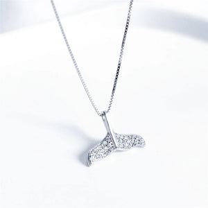 925 Sterling Silver Zircon Dolphin Mermaid Necklace for Women