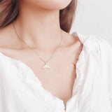 925 Sterling Silver Zircon Dolphin Mermaid Necklace for Women