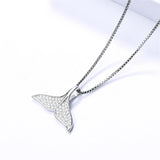 925 Sterling Silver Zircon Dolphin Mermaid Necklace for Women