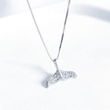 925 Sterling Silver Zircon Dolphin Mermaid Necklace for Women