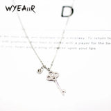 925 Silver Zircon Key Necklace for Women