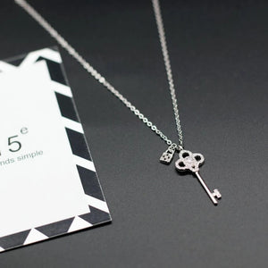 925 Silver Zircon Key Necklace for Women